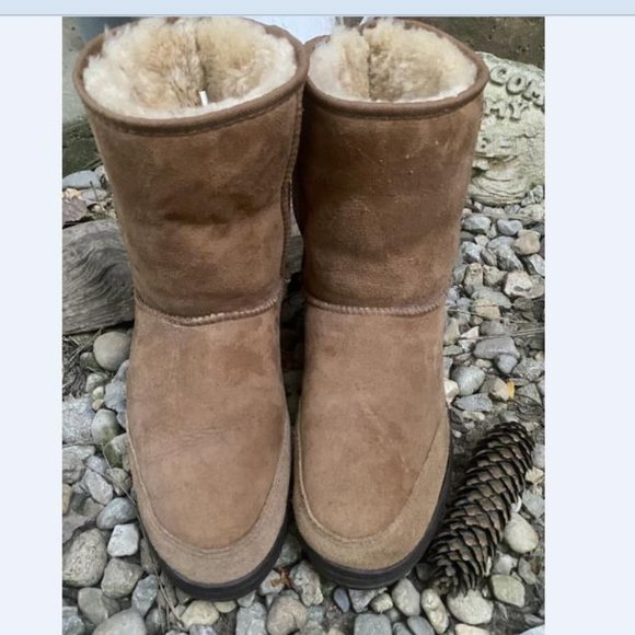 UGG Mens Ultra Short 5220 Brown Sheepskin Pull On Winter Boots Size 9 - Picture 2 of 5